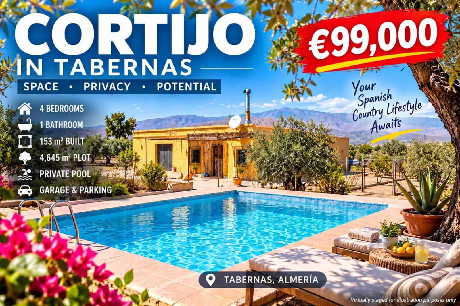 Villa for sale in Tabernas, Almería