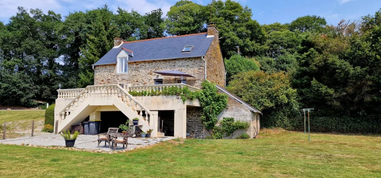 Côtes D'armor Stone 3 Bed Cottage, Well-Presented with Magnificent Raised Terrace, Views, Workshop, Land, Basement