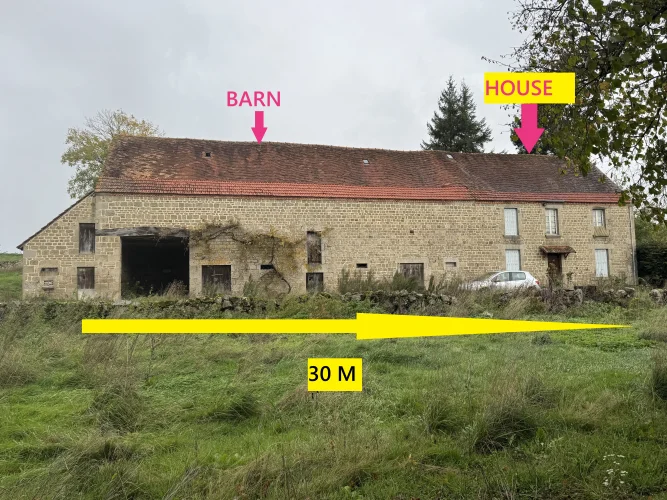 Charming Stone Farmhouse to Renovate – 130 m² + Large Barn, Cellar & Garage – 2,850 m² of Land photo 2