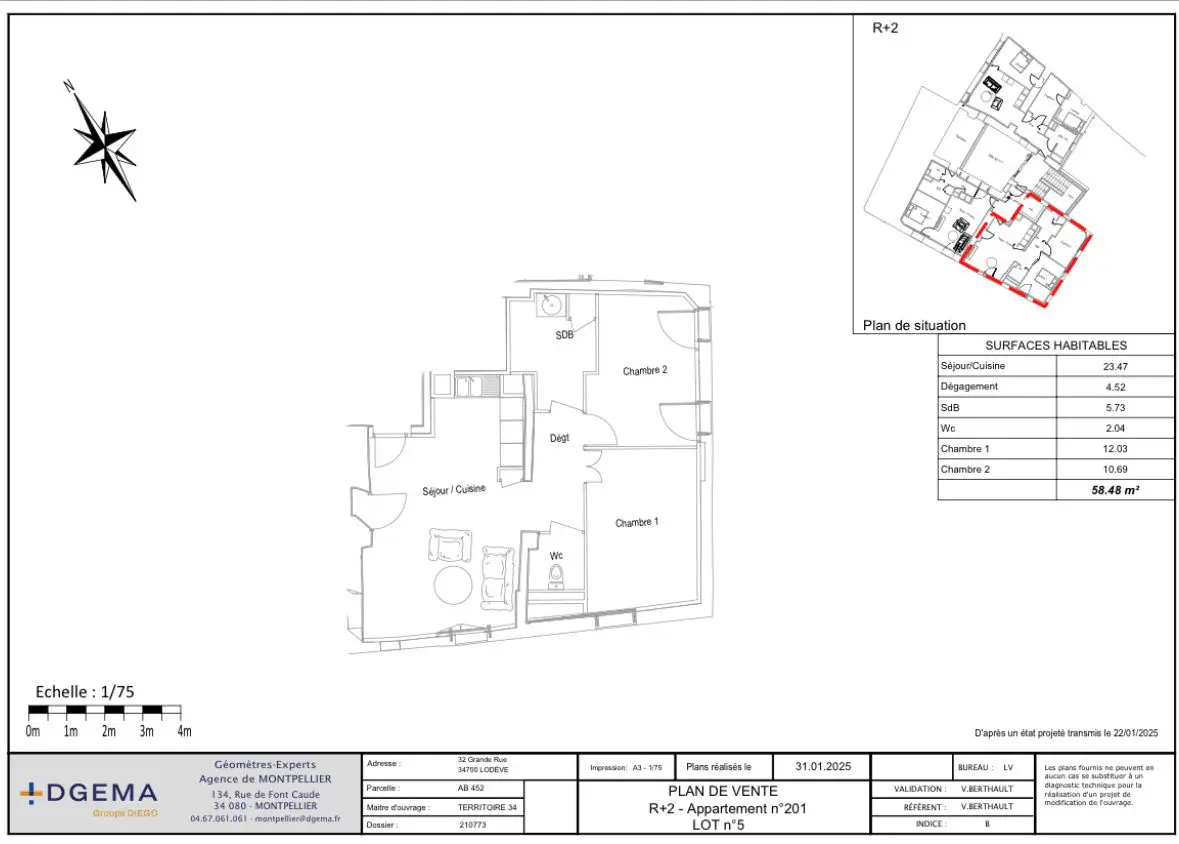 Apartment for sale in Lodeve — 2 bedrooms, 58 m²